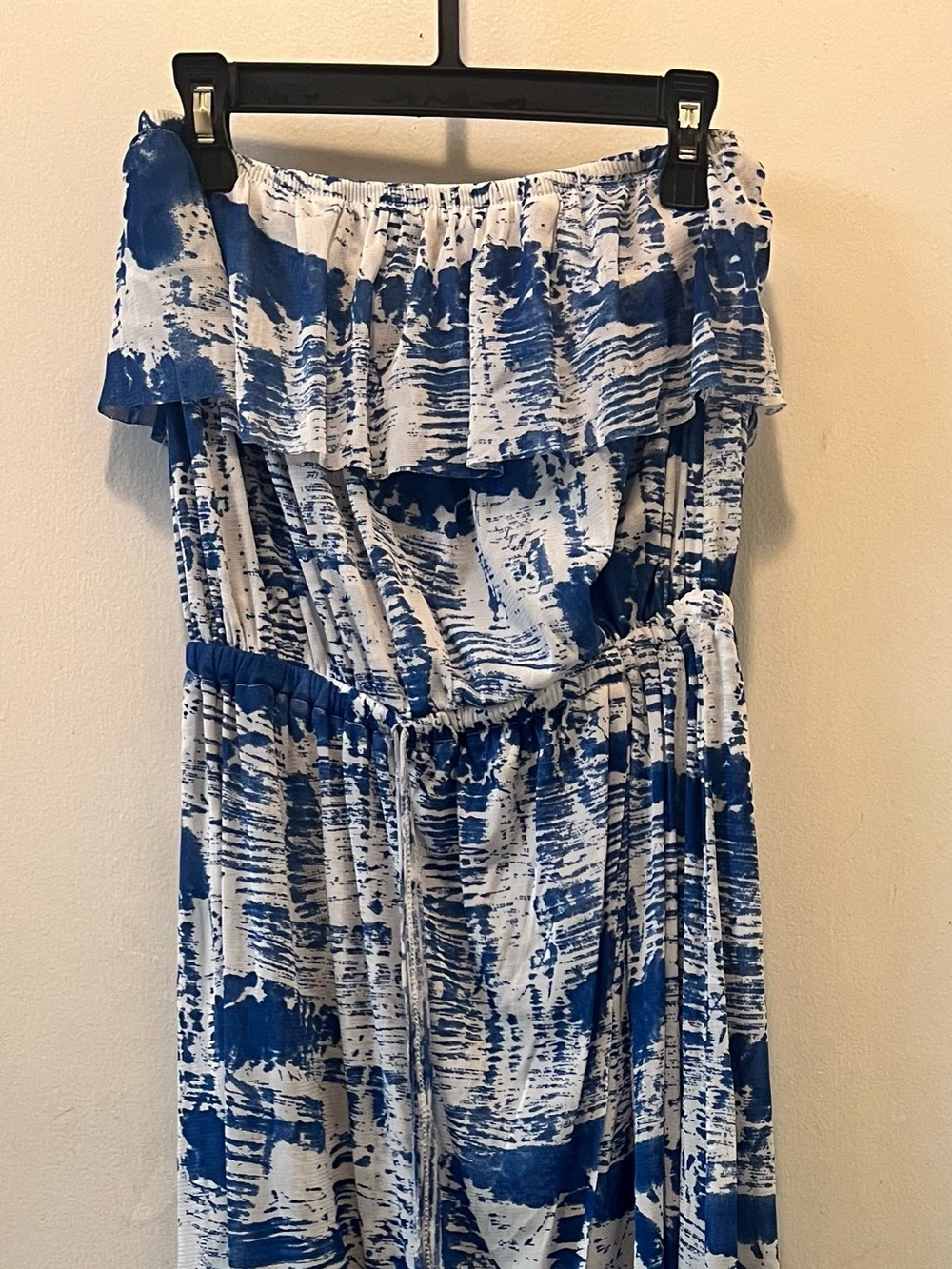Cynthia Rowley Blue & White Abstract Drawstring Pants